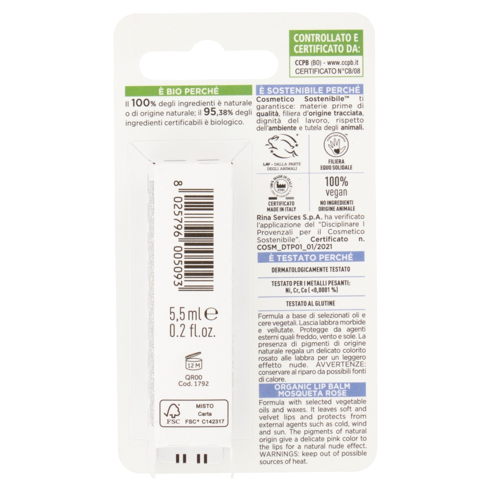 I Provenzali Bio Balsamo Labbra Biologico Rosa Mosqueta Protettivo 5,5 ml